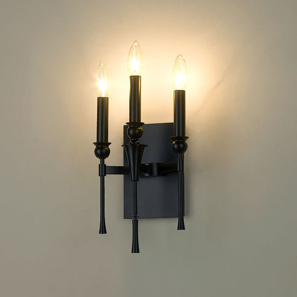 Landon Matte Black Three-Light Wall Sconce, image 2